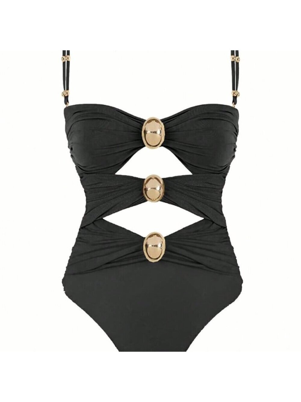 Black Sexy Women's Colorblock Hollow Out One Piece Swimsuit